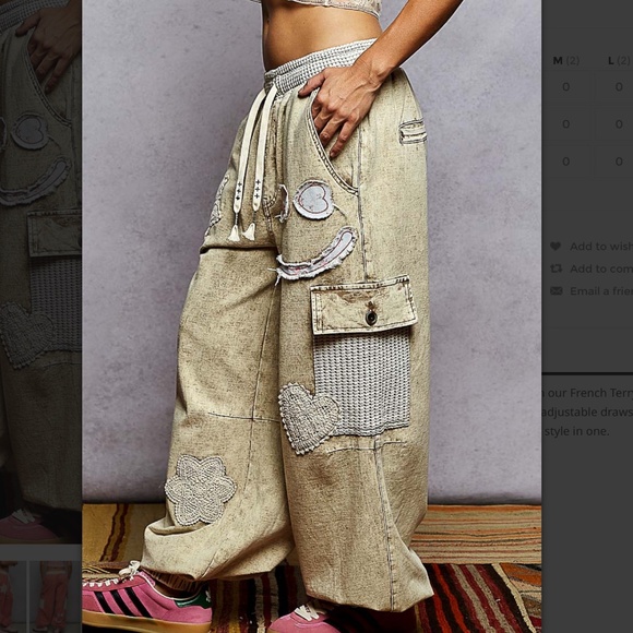 POL “ Jona “ POL French Terry Joggers with Crochet Patch Detail - Picture 2 of 6